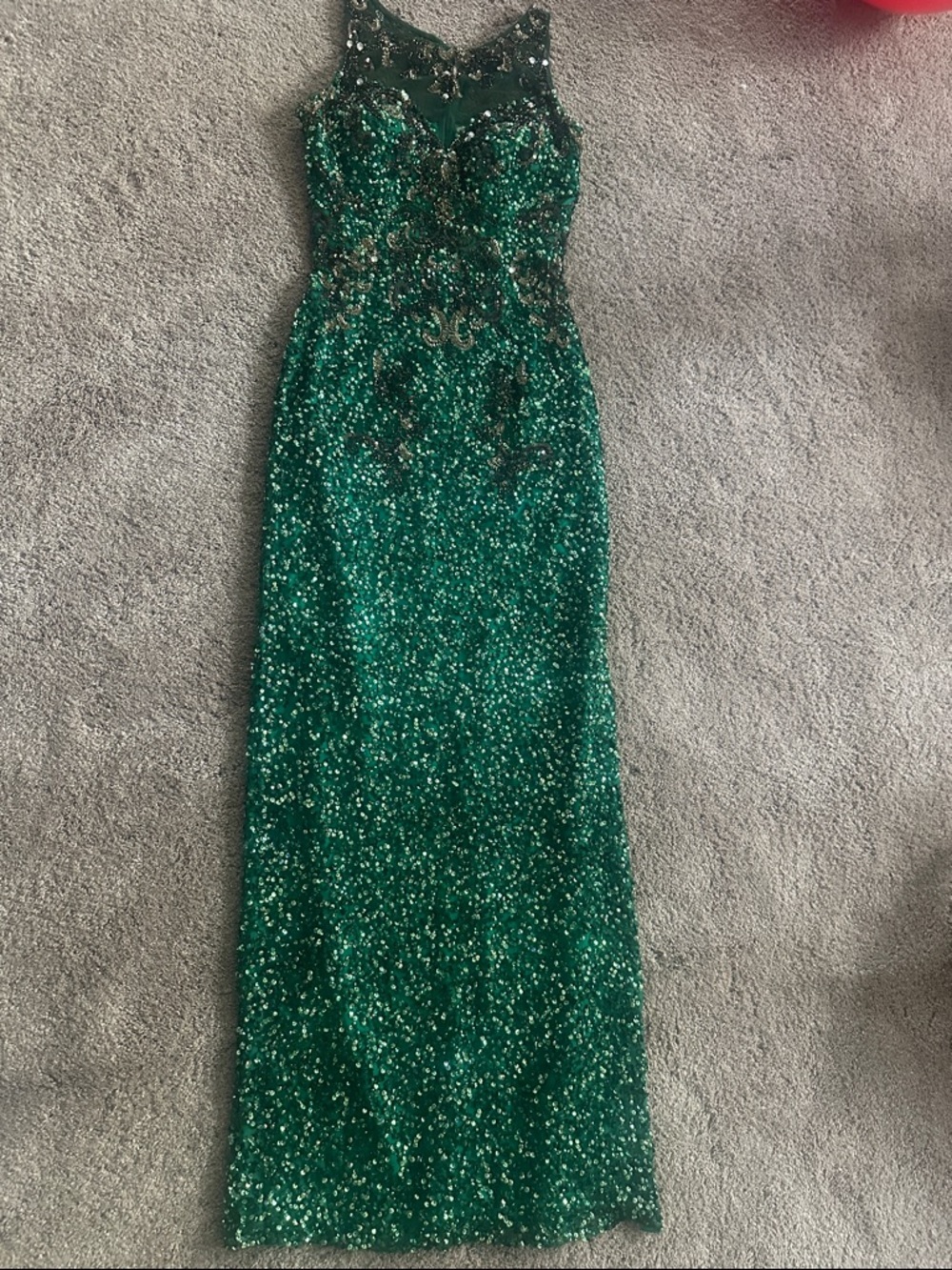 Emerald Green Sequin Evening Gown